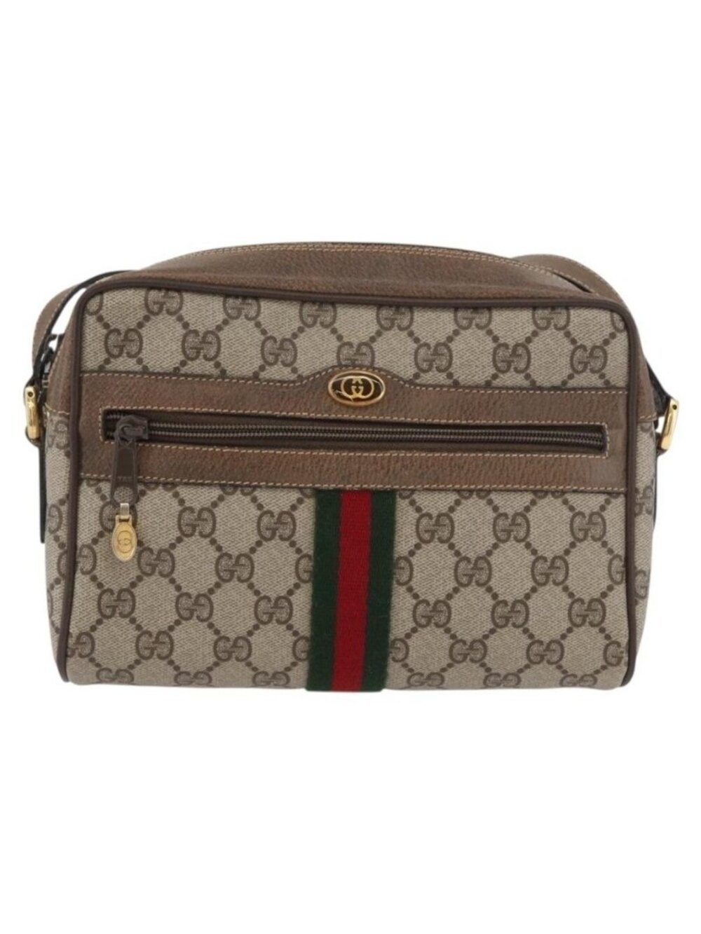Authentic GUCCI GG Supreme Web Sherry Line Bag PVC Beige Gold 904 02 004 - Picture 5 of 16
